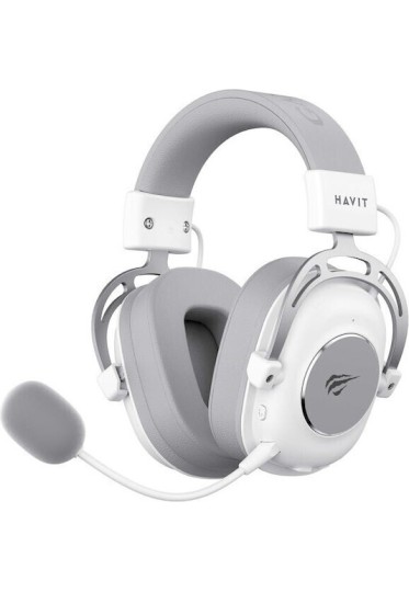 Havit H2002YG Over Ear Gaming Headset με σύνδεση 3.5mm / Bluetooth White/Grey