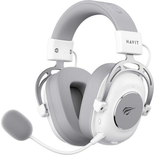 Havit H2002YG Over Ear Gaming Headset με σύνδεση 3.5mm / Bluetooth White/Grey
