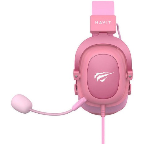 Havit H2002D Over Ear Gaming Headset με σύνδεση 3.5mm Ροζ