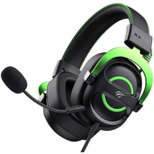 Havit H2002E Over Ear Gaming Headset με σύνδεση 3.5mm Μαύρο / Πράσινο
