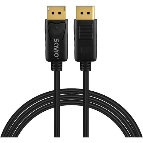Savio Cable DisplayPort male - DisplayPort male 1m Μαύρο