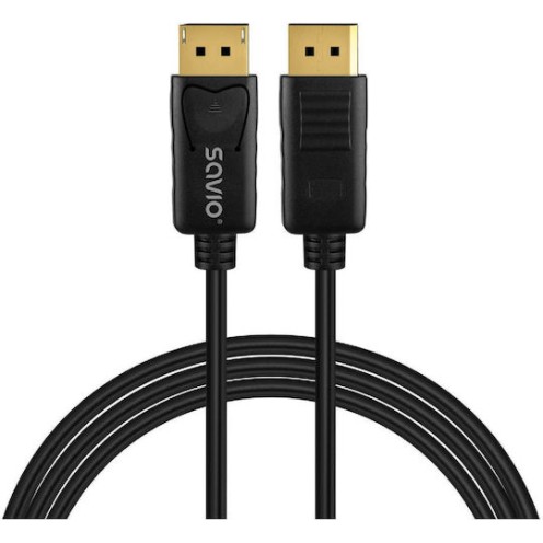Savio Cable DisplayPort male - 2m Μαύρο
