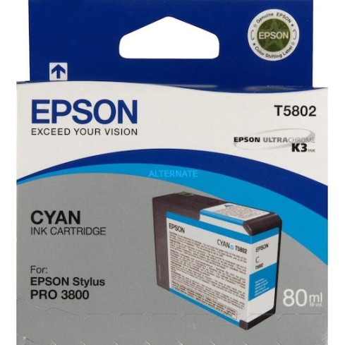 Epson T5802 Γνήσιο Μελάνι Εκτυπωτή InkJet Κυανό (C13T580200)