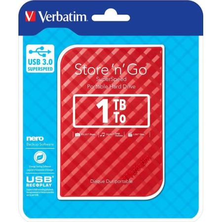 Verbatim Store 'n' Go Gen 2 USB 3.0 Εξωτερικός HDD 1TB 2.5