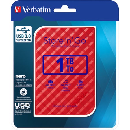 Verbatim Store 'n' Go Gen 2 USB 3.0 Εξωτερικός HDD 1TB 2.5