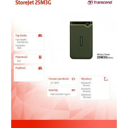 Transcend StoreJet 25M3 USB 3.0 Εξωτερικός HDD 2TB 2.5
