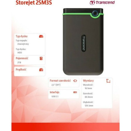Transcend StoreJet 25M3S USB 3.1 Εξωτερικός HDD 2TB 2.5