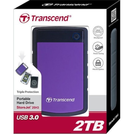 Transcend StoreJet 25H3P USB 3.0 Εξωτερικός HDD 2TB 2.5