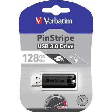 Verbatim PinStripe 128GB USB 3.0 Stick Μαύρο