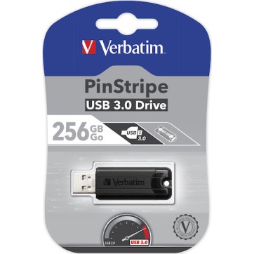 Verbatim PinStripe 256GB USB 3.0 Stick Μαύρο
