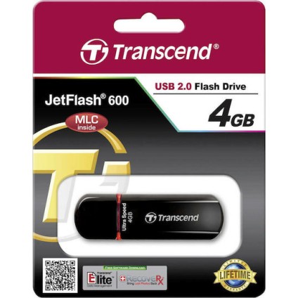 Transcend JetFlash 600 4GB USB 2.0 Stick Μαύρο