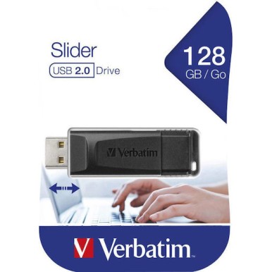 Verbatim Slider 128GB USB 2.0 Stick Μαύρο