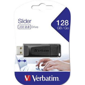 Verbatim Slider 128GB USB 2.0 Stick Μαύρο
