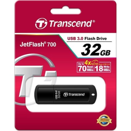 Transcend JetFlash 700 32GB USB 3.0 Stick Μαύρο