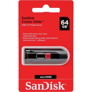 Sandisk Cruzer Glide 64GB USB 2.0 Stick Μαύρο