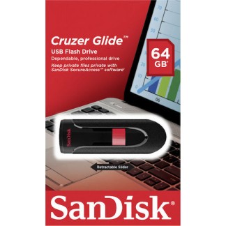 Sandisk Cruzer Glide 64GB USB 2.0 Stick Μαύρο