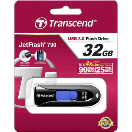 Transcend JetFlash 790 32GB USB 3.0 Stick Μαύρο