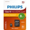Philips FM08MP45B microSDHC 8GB U1 V10 High Speed με αντάπτορα