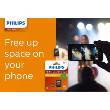 Philips FM08MP45B microSDHC 8GB U1 V10 High Speed με αντάπτορα
