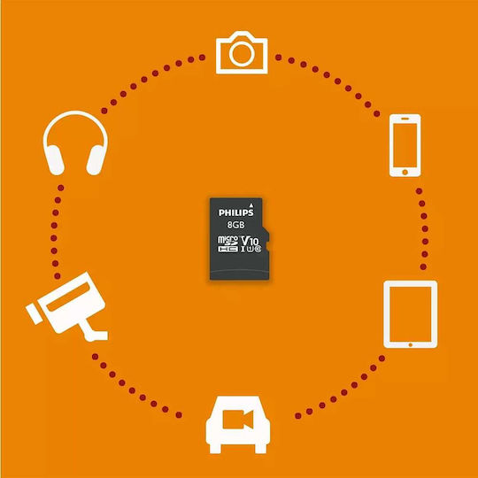Philips FM08MP45B microSDHC 8GB U1 V10 High Speed με αντάπτορα