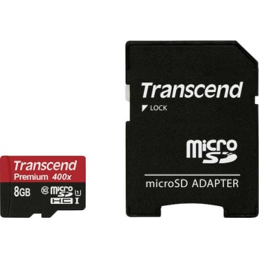Transcend Premium 400x microSDHC 8GB U1 UHS-I με αντάπτορα