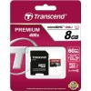 Transcend Premium 400x microSDHC 8GB U1 UHS-I με αντάπτορα
