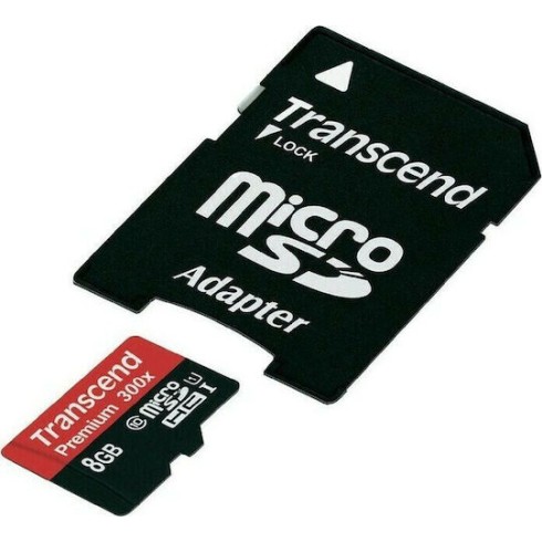 Transcend Premium 400x microSDHC 8GB U1 UHS-I με αντάπτορα