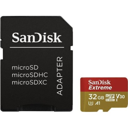 Sandisk Extreme Action microSDHC 32GB U3 V30 A1 UHS-I 100MB/s με αντάπτορα