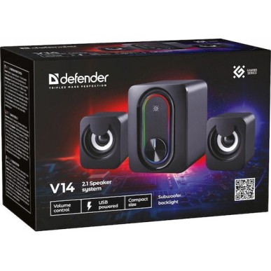 Defender V14 Ηχεία Υπολογιστή 2.1 με Bluetooth και Ισχύ 11W Μαύρα