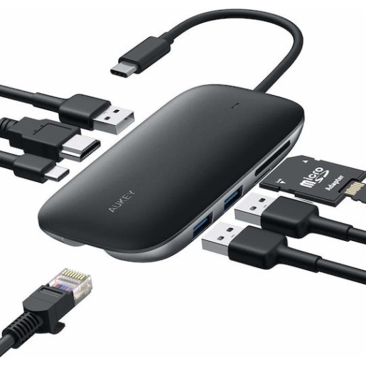 Aukey Unity C71 USB-C Docking Station με HDMI 4K PD Ethernet Μαύρο