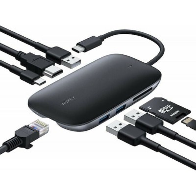 Aukey Unity C71 USB-C Docking Station με HDMI 4K PD Ethernet Μαύρο