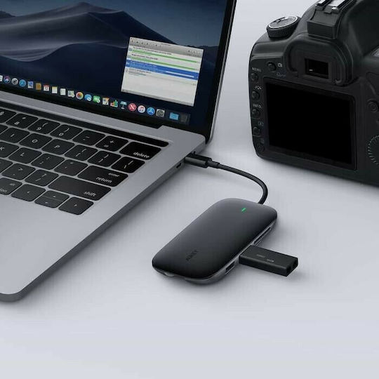 Aukey Unity C71 USB-C Docking Station με HDMI 4K PD Ethernet Μαύρο