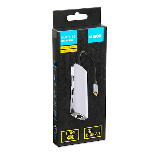 iBox Dock / USB-A Docking Station με 4K PD Ethernet Γκρι
