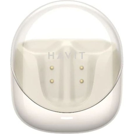 Havit TW974 Earbud Bluetooth Handsfree Ακουστικά με Αντοχή στον Ιδρώτα και Θήκη Φόρτισης Μπεζ