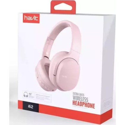 Havit I62 Ασύρματα / Ενσύρματα Over Ear Ακουστικά με 8 ώρες Λειτουργίας Ροζ
