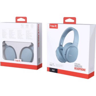 Havit I62 Ασύρματα / Ενσύρματα On Ear Ακουστικά με 8 ώρες Λειτουργίας Μπλε