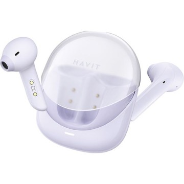 Havit TW974 Earbud Bluetooth Handsfree Ακουστικά με Αντοχή στον Ιδρώτα και Θήκη Φόρτισης Μωβ