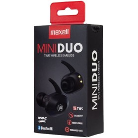 Maxell Mini Duo In-ear Bluetooth Handsfree Ακουστικά με Θήκη Φόρτισης Μαύρα