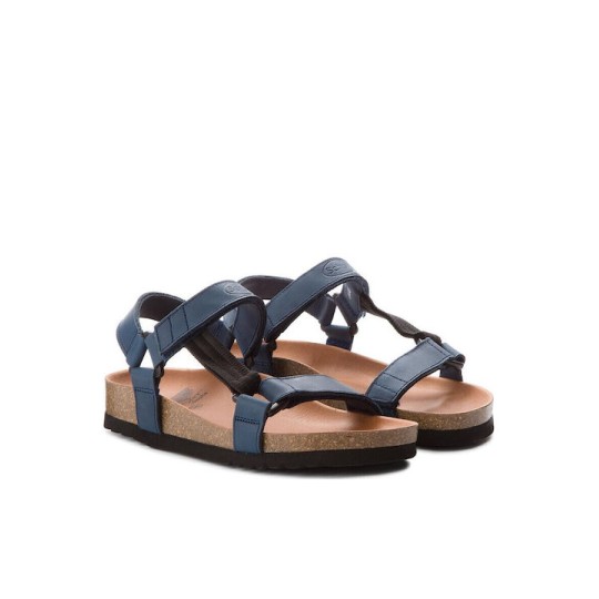 Heaven AO Δερμάτινα Γυναικεία Σανδάλια Navy Μπλε