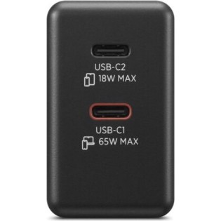 Lenovo Φορτιστής GaN με 2 Θύρες USB-C και Καλώδιο USB-C - USB-C 65W Μαύρος (40AW065BEU)