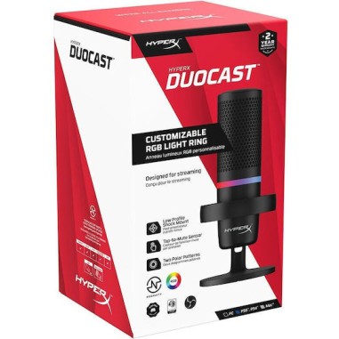 HyperX DuoCast RGB Multi-Polar Πυκνωτικό Μικρόφωνο Επιτραπέζιο