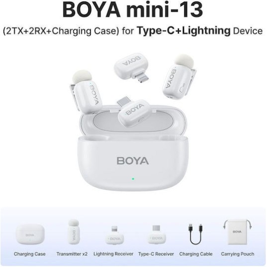 Boya Mini 13 Ασύρματο Μικρόφωνο σε Λευκό Χρώμα