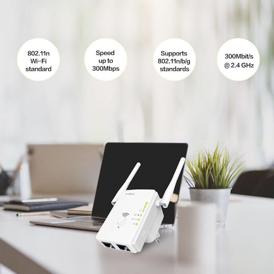 Strong 300V2 v2 WiFi Extender Single Band (2.4GHz) 300Mbps με 2 Ethernet