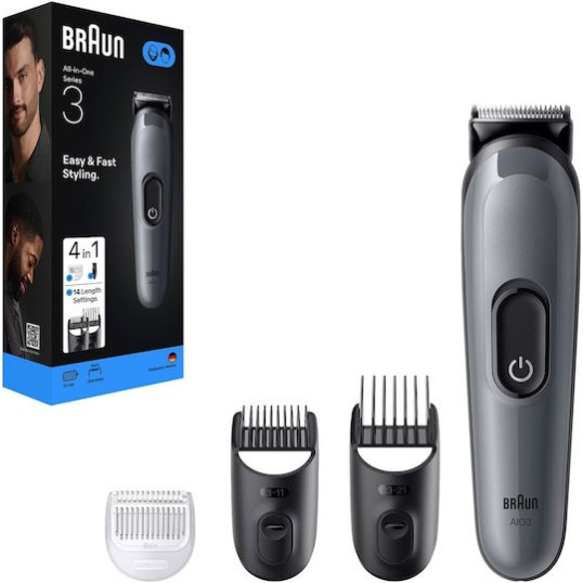 Braun Series 3 AIO3500 Ξυριστική Μηχανή Σώματος / Προσώπου Επαναφορτιζόμενη