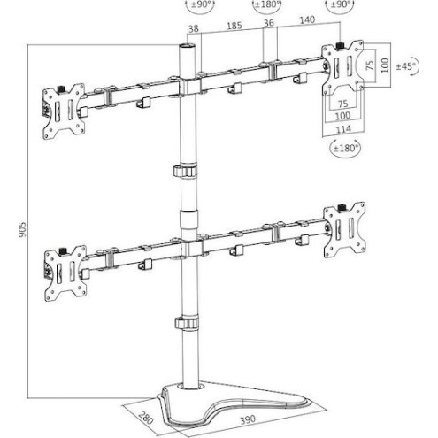 LogiLink BP0046 Επιτραπέζια Βάση για 4 Οθόνες έως 32