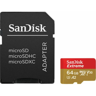Sandisk Extreme microSDXC 64GB U3 V30 A2 UHS-I 170MB/s με αντάπτορα
