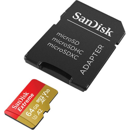 Sandisk Extreme microSDXC 64GB U3 V30 A2 UHS-I 170MB/s με αντάπτορα