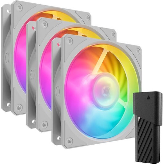 CoolerMaster Mobius 120P Case Fan με ARGB Φωτισμό και Σύνδεση 4-Pin PWM 3τμχ Λευκό