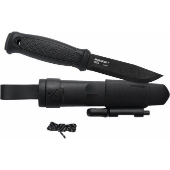 Morakniv Garberg BlackBlade (C) Survival Kit Μαχαίρι Black σε Δερμάτινη Θήκη