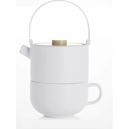Bredemeijer Umea Tea-for-One Σετ Τσαγιού με Κούπα Μαντεμένιο White 2τμχ